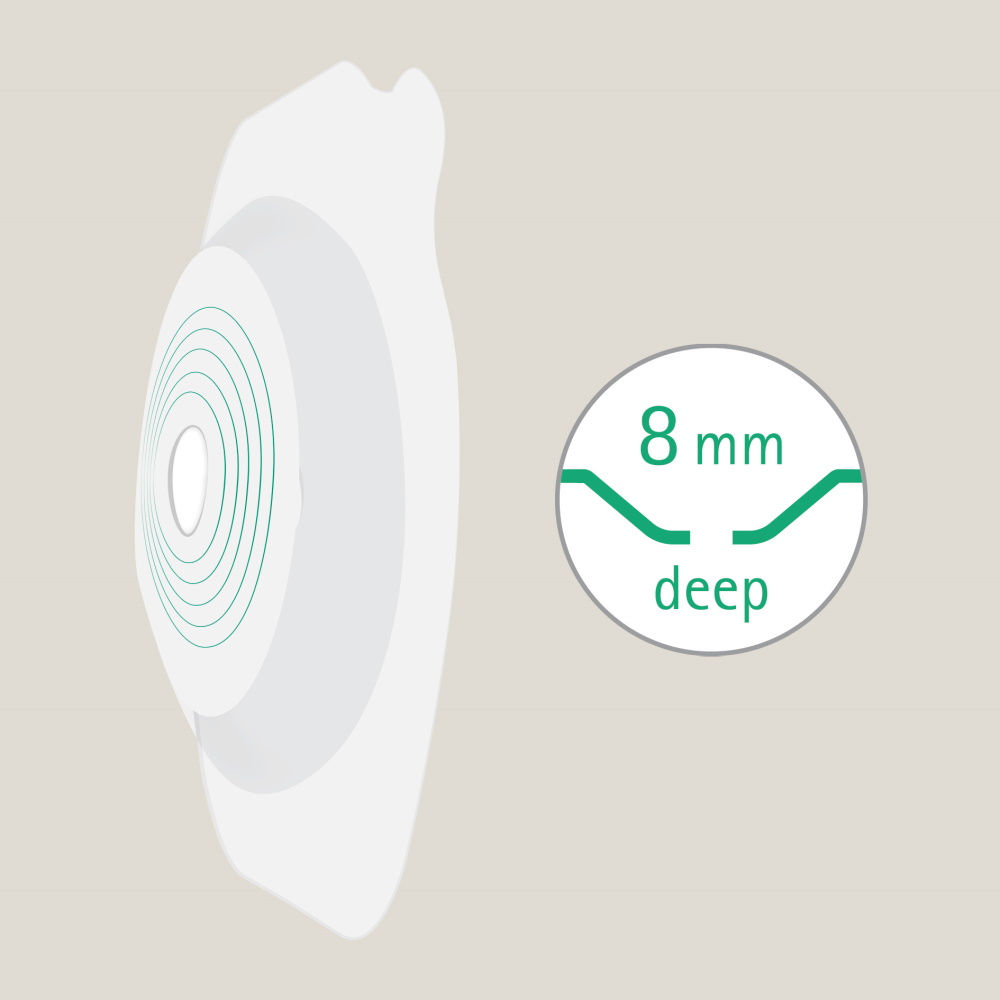 Đế dán Proxima® 2+ có độ sâu phần lồi 8 mm.